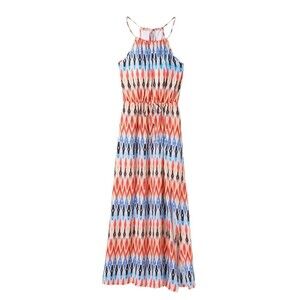 Athleta "In the Breeze" Halter Maxi Dress Vibrant Ikat Print  Women’s Sz Medium